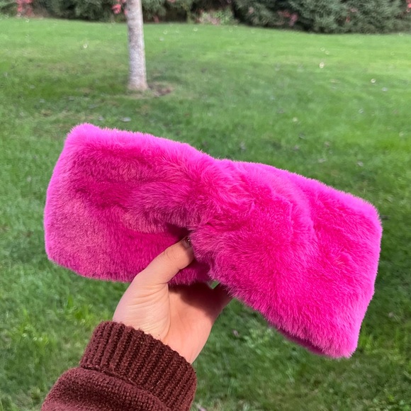 UGG faux fur hot pink headband hat cold weather gear main image 6